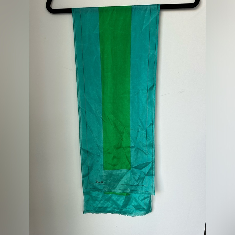 Revelli silk scarf green blue green rectangular shape